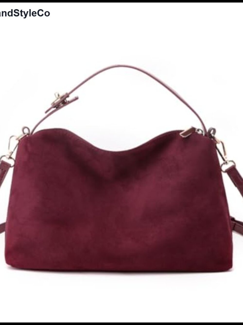 Suede Hobo Shoulder Bag PU Crossbody Satchel Top-Handle Purse for Women